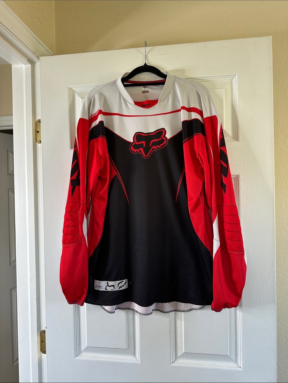 Fox Men’s Red Black White Motocross Jersey with Fox Head Logo